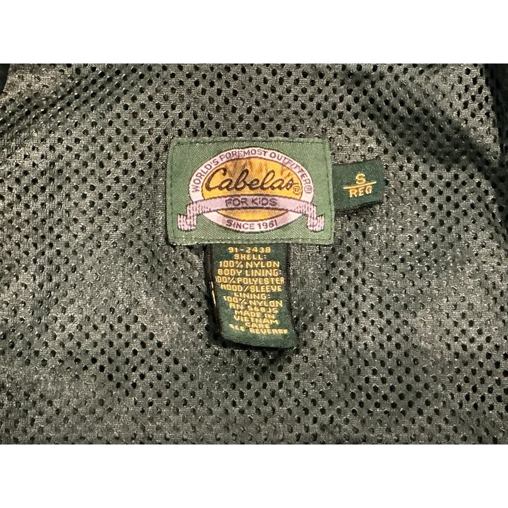 Cabelas Kid Youth Visor Hooded Mesh Lined Lightweight Packable Windbreaker Small